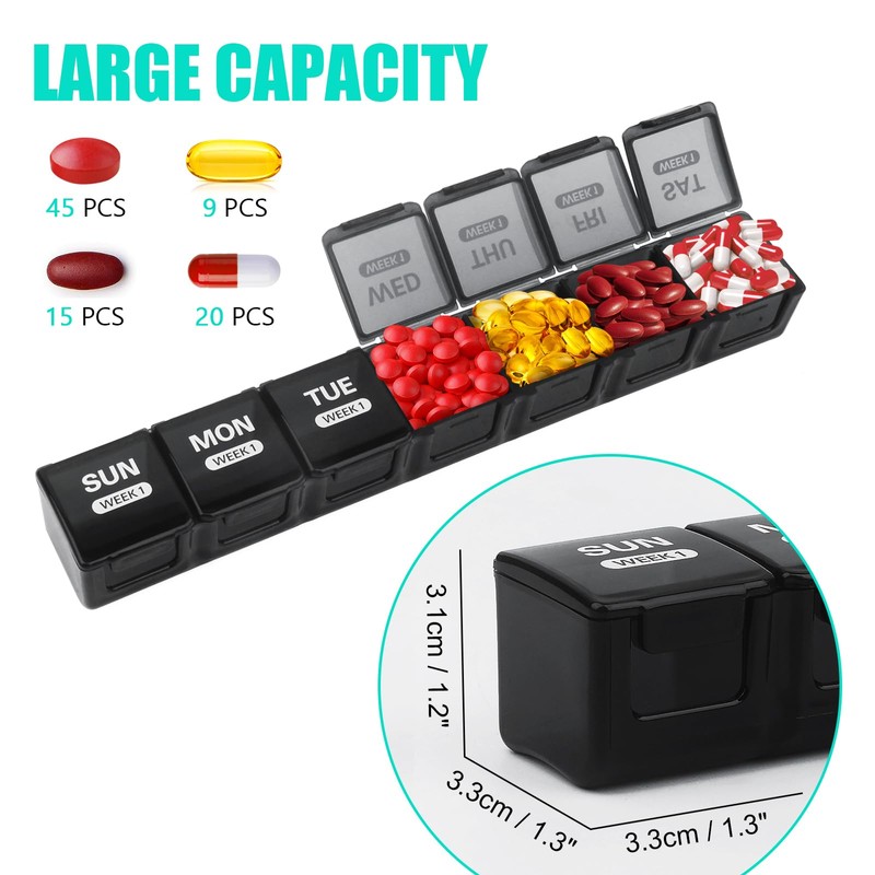 Eyeleaf Monthly Pill Box Organiser,4 Week 28 Day Large Pill