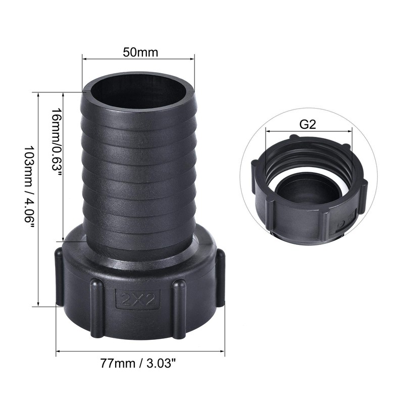 sourcing map ABS Hose Barb Fitting Coupler, 50mm Barb x