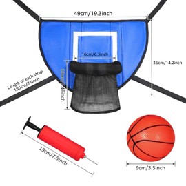 Trampoline Basketball Hoop with Breakaway Rim, 3 Mini Basketballs and Pump, Reusable Ball Hoop for Trampoline, Basketball Hoop for Kids Adults Indoor Outdoor Use