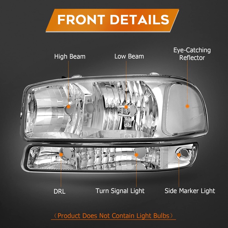 LBRST Headlight Assembly for GMC Sierra 1500 1999-2006 for GMC