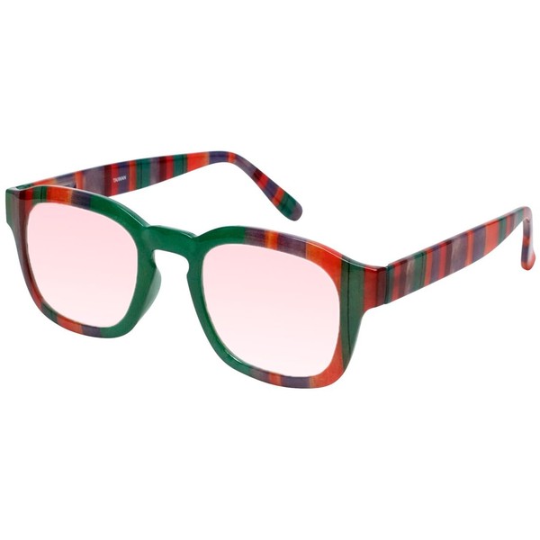 Medspex Pink FL41 Reading Glasses +4.00 Green Purple Stripe Fluorescent