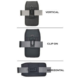 AIScell Clip Holster Carrying Case for DuraForce Pro 3, Pro 2, Rugged Series Black Canvas Nylon Pouch Vertical Horizontal Cover Holster Duty Metal Belt Clip Case with Carabiner Ring