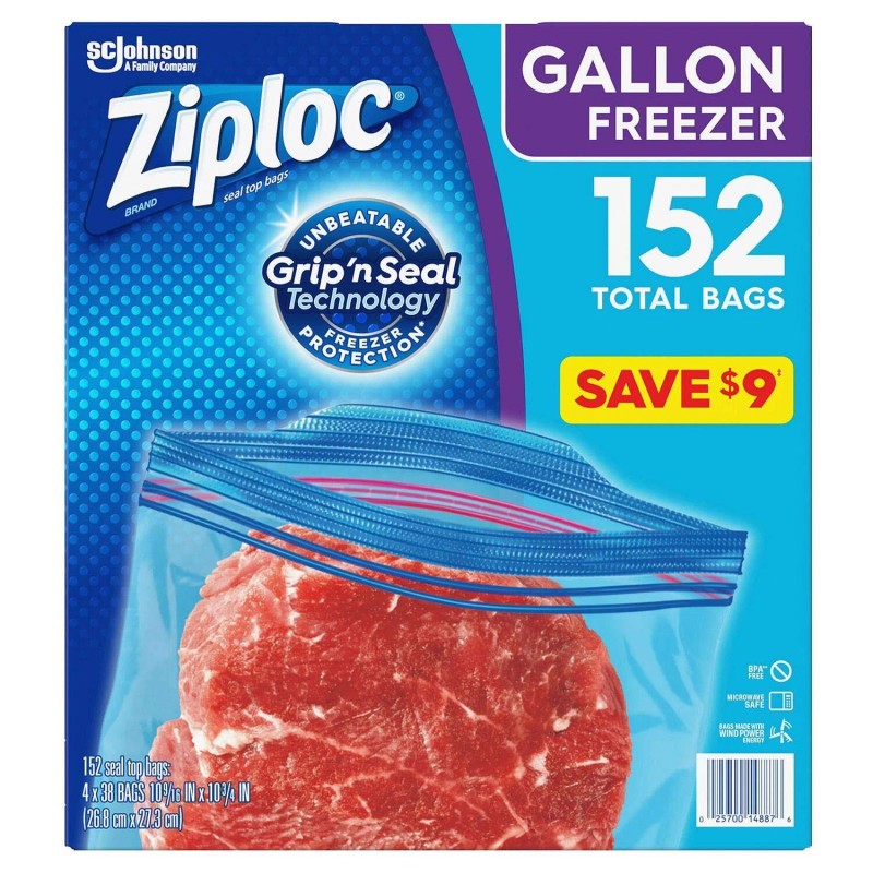 Ziploc Easy Open Tabs Freezer Gallon Bags, 152 Count (Pack