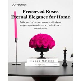 JoyFlower Preserved Flowers Vase Ceramic Decor, Eternal Flower Vases for Centerpieces, Forever Flower Decorations for Party Home Wedding Table Living Room Bedroom, Ceramic Flower Vase House Decor