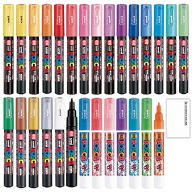 Posca Paint Marker Extra Fine Point (PC-1M,PC-1ML) 28 Colors FULL RANGE Bundle Set Uni Mitsubishi Poster Colour ALL COLOR Marking Pen Loconeko Original Manual Set