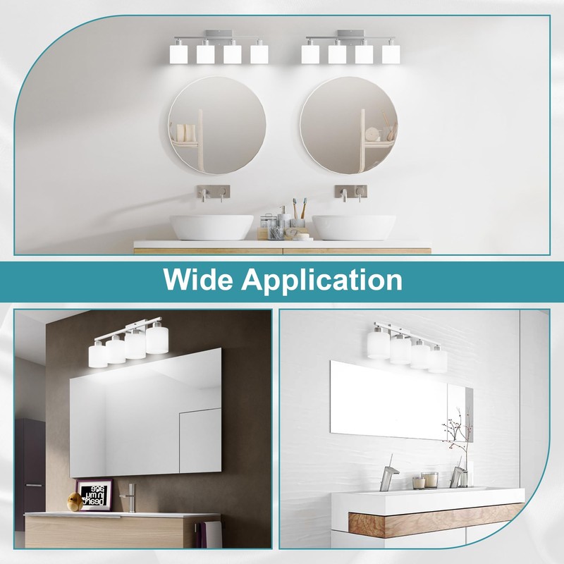 Dekang Bathroom Lights Over Mirror Brushed Nickel, Anti-Rust 4-Light Bathroom