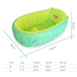 YAAVAAW Inflatable Baby Bathtub,Infant Shower Tub Anti-Slip Shower Basin,Toddler Bathing Seat Mini Swimming Pool Foldable Travel Bath Tub Shower Basin with Soft Cushion Central Seat(for 0-3 Years)