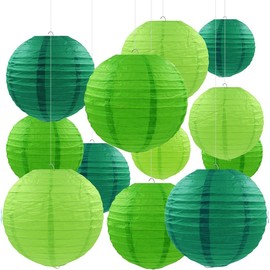 CC wonderland zone Pack of 12 Green Paper Lanterns, Round Paper Lanterns for Lampshade Decoration, Wedding Decorations, Birthday Party, Garden Party Decoration
