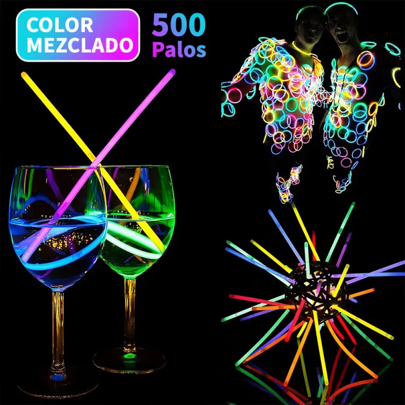 Pulseras TOYGAGADE Fluorescent Multicolor 500 Pack Luminosas 12h Fiesta