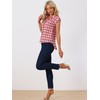 Allegra K Women's Summer Plaid Tops Casual Short Sleeves Western
