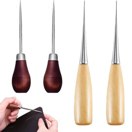 Pack of 4 Wooden Handle Hole Punch, Awl, Bradawl, Sewing Awl, Awl Tool, Bradawl Tool, Bradawl Tool for Wood, Bradawl Tool, Bradawl Tool for Wood, for Leather Craft Cloth Pouch Hole DIY Handmade Maker