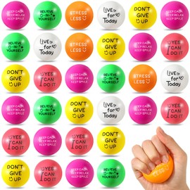 Wettarn 30 Pcs Motivational Stress Balls for Teens and Adults 1.97'' Colorful Foam Inspirational Quotes Stress Balls Hand Exercise Toys Employee Appreciation Gift for Anxiety Tension Relieve
