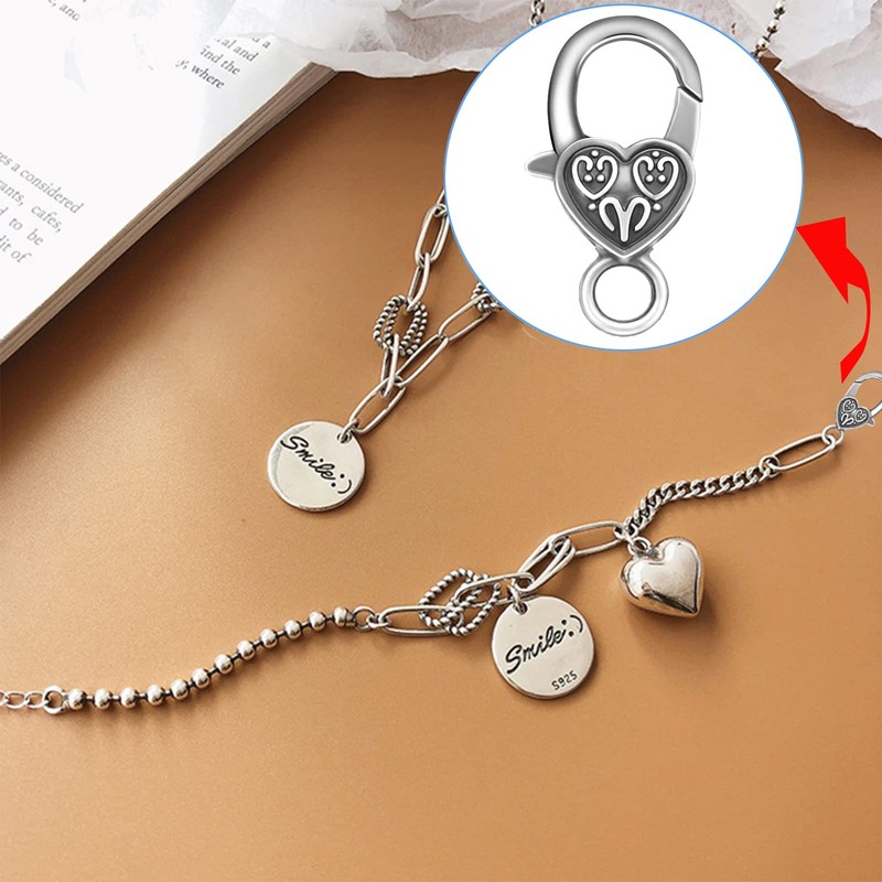 jewelry charms heart necklace 50pcs Tibetan Style Heart Lobster Claw