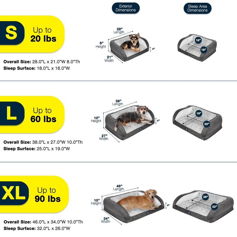 Serta Orthopedic Quilted Couch Dog Bed for Pets – Chocolate