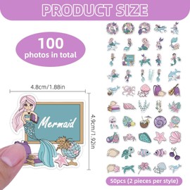 YSJCHEBS Pack of 100 Ocean Theme Stickers, Children's Cartoon Stickers, Waterproof Children's Stickers, Creative Graffiti Decoration Stickers, Can Decorate Water Cups and Bicycles