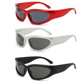 Brateuanoii Fast Glasses Rave, Polarised Sports Glasses, Sports Sunglasses, Men, Women, UV 400 Protection, Y2K, Suitable for Cycling, Running and Other Outdoor Sports, black