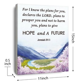 OTINGQD Christian Bible Verse Scripture Jeremiah 29:11 for I Know the Plans for You Canvas Wall Art Prints Decoration for Home Bedroom Living Room Church,Christians Gifts,11x14 Inch
