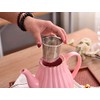 Jusalpha Porcelain Tea Set- Pink Teapot and Creamer Sugar Bowl