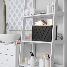 Tampon Holder for Bathroom Decor, Feminine Product Organizer with Lid, Shark Week Tampon Storage, Wood Pad and Tampon Organizer for Toilet Organizer, Bathroom Accessories Box for Girl Stuff