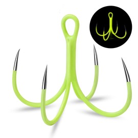 Yushinkan Fishing Tackle 4 Hooks, Assist Hooks (Set of 10), 2 Sizes, Assist Hooks for Jigs, Sachifish Hooks, Sachifish Jigging, Cuttofish Hooks (4 Hooks, Luminous Specifications, 16#, 10 Pieces)