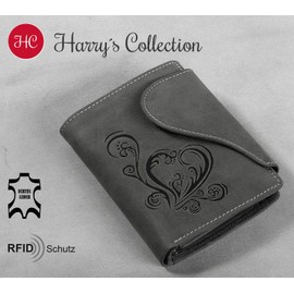 Harrys-Collection Women's Wallet in Vintage with Heart Special Edition, black, coin purse