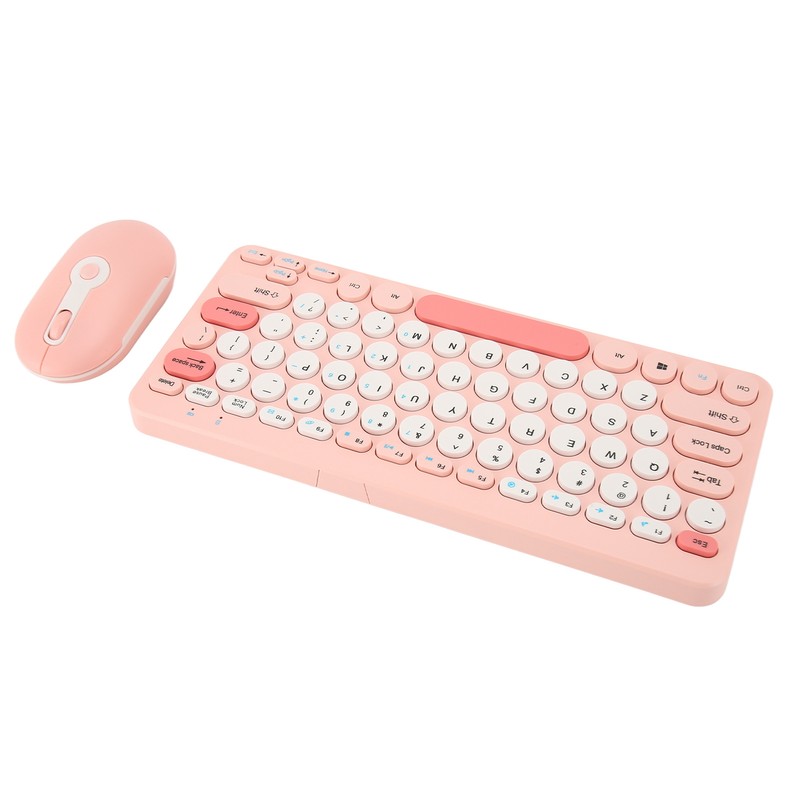 Wireless Keyboard Mouse Set Stylish Slim Round Keycaps Mute Ergonomic