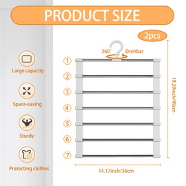 Hosenbügel, 2 Stück Hosen Kleiderbügel Platzsparend, Kleiderbügel Für Hosen, Faltbare Hosenbügel, Spart Platz Im Kleiderschrank, Zum Aufhängen Von Hosen, Schals, Gamaschen, Handtüchern Und Krawatten