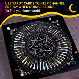 Joyoldelf Tarot Cards, Classic Tarot Cards and Book for Beginners Set, with Tarot 1 Box, Octopus Tablecloth, Card Bundle Pocket, 7 Gems, Black Agate Chain, 78pcs Standard with Tarot Bag