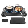 JAYGOVAN 2-Burner Butane Camping Stove, Push-Button Instant Ignition, Portable Camp