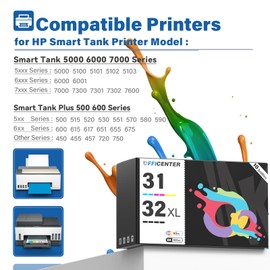 10 Pack 32XL Black Ink Bottle, 31 Ink Bottle Set Compatible for HP Smart Tank 5101 7301 6001 7602 5000 7001 5103 5102 Ink, Smart Tank Plus 651 551 455 457 450 Ink Refill