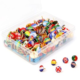 Pack of 200 National Flag Drawing Pins Decorative Drawing Pins for Blackboard Travel World Map Office Calendar (200)