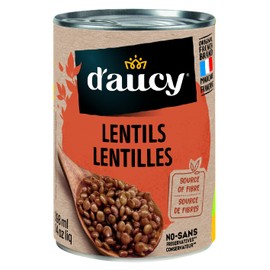 d'aucy Lentils, Prepared, Source of Fibre, No Preservatives, Premium Legumes, 398ml
