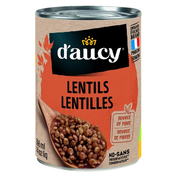 d'aucy Lentils, Prepared, Source of Fibre, No Preservatives, Premium Legumes,