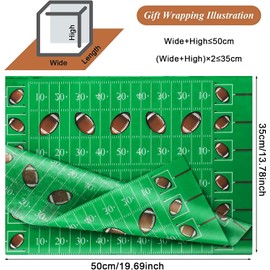 Kavoc 100 Sheets 20 x 14 Inch Football Tissue Paper Rugby Ball Wrapping Paper Sheets Bulk for Gift Wrapping Green Football Field Tissue Paper for Birthdays Party Gift Bag DIY Pompom Confetti Crafts