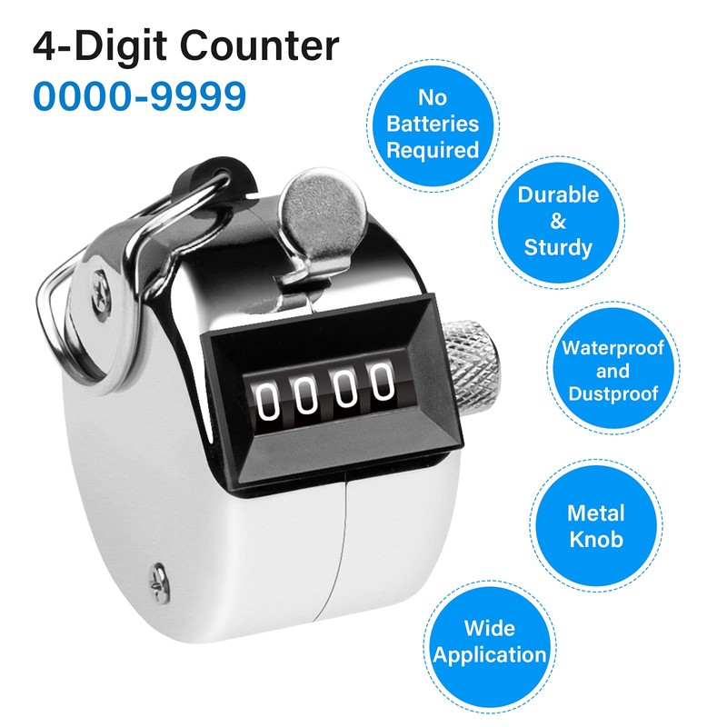 SDARMING Tally Counter, 4-Digit clicker Counter, Metal Hand Tally counters