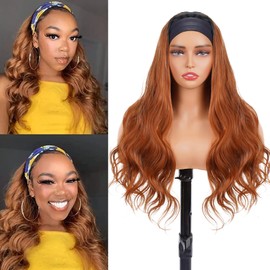 1B/30 Headband Wig Human Hair Body Wave 12 Inches Ombre Honey Blonde Human Hair Headband wig None Lace Front Wigs Human Hair Wig for Black Women Wear and Go Wig 150% Density wig（1B/30,BD,12Inch)