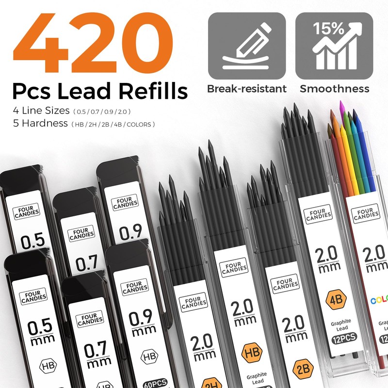 Four Candies Metal Mechanical Pencil Set, 3PCS Art Drafting Pencils
