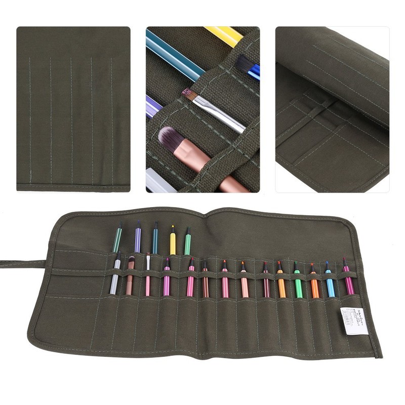 30 Slots Roll Up Paint Brush Bag Canvas Artist Roll