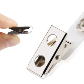 50Pcs Premium Metal Badge Clips with Clear PVC Straps for ID Cards, Badge Holders, Name Tags, Work Badges