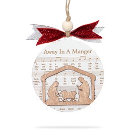 Music Sheet Nativity Scene Christmas Ornaments, Christian Music Sheet Nativity Ornament, Religious Christmas Ornaments, Jesus Christmas Ornament, Nativity Scene Ornaments (Away in A Manger)