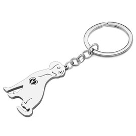 OUSIO Stainless Steel 18K Gold Plated Cute Labrador Retriever Dog Keychain For Women Dog Lover Car Purse Charm Puppy Key Ring (Silver)