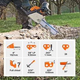 Hipa 6 Inch Chainsaw Chain For Milwauke M12 Chainsaw Milwauke Hatchet Remington Branch Wizard 6" Chainsaw Replace R28, 6" Guide Bar, 28 Drive Links, Pitch: 3/8"LP, .043" Gauge