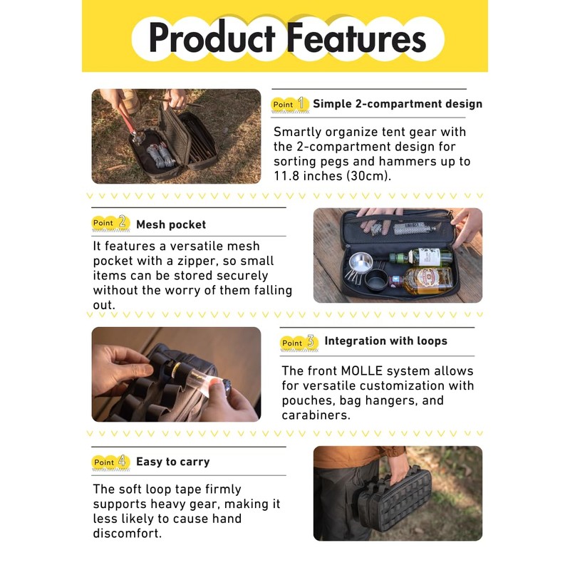 CAMPINGMOON Storage Box for Camping Outdoor Hammer Lantern Black BK-30