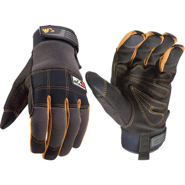 Wells Lamont FX3 Men's Extreme Dexterity Extra Wear Work Gloves, Touchscreen, Large 7853C, Black