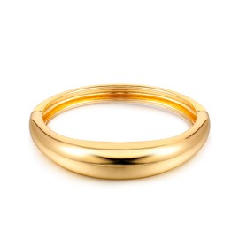 Joya Love Chunky Gold Cuff Bangle Bracelets For Women Statement Minimalist Thick Gold Hinge Wrist Cuff Bracelets For Women Trendy Jewelry, 7, Zinc, no gemstone