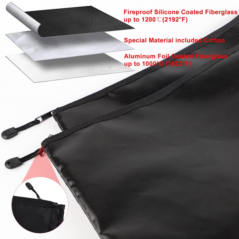 DBREAKS Fireproof for Document Bag, Pack of 2 Fireproof Bag,