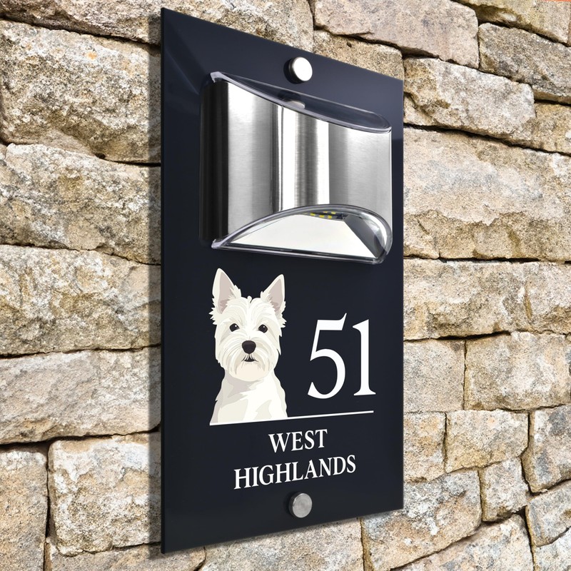 Custom Signs Solar Illuminated Modern Anthracite House Number Sign 24cm