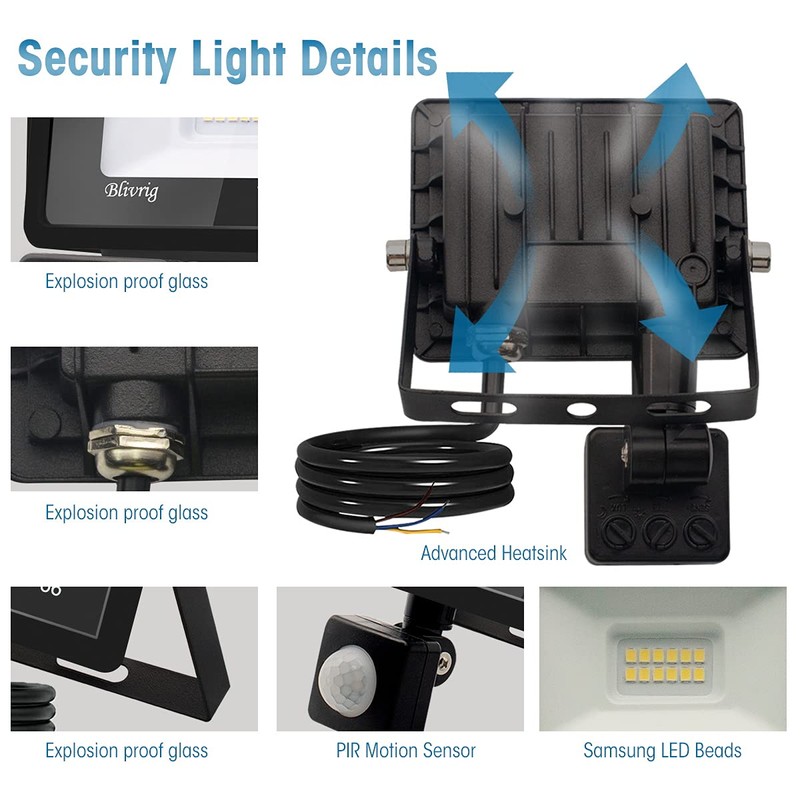 20 W LED Spotlight with Motion Sensor Outdoor, Super Bright