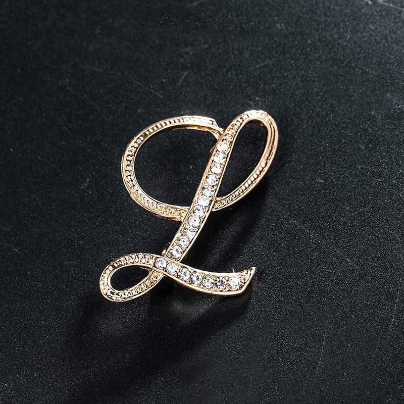 Letter Brooch Pins Initial Rhinestone Brooch for Women Crafts Gold