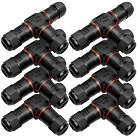 Pack of 8 Cable Connectors, Waterproof 3 Pin, Underground Cable Connector, Waterproof Cable Sleeve, IP68, 3-Way Junction Box, Outdoor Diameter 3-12 mm for Outdoor (Pack of 8)